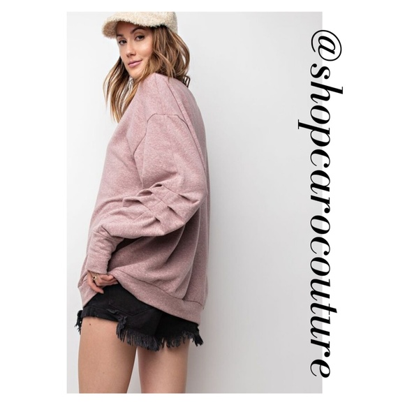 LAST 1!! Easy Pullover Sweatshirt in Mauve - Picture 5 of 8